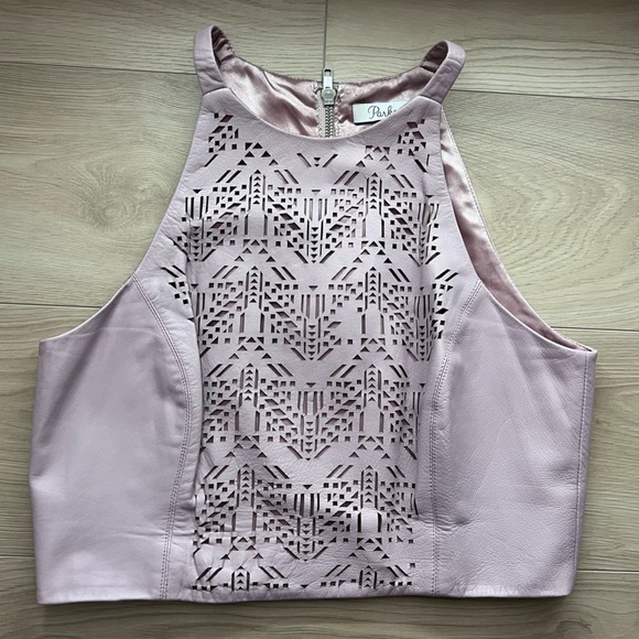 Parker halter style cropped leather top - Picture 3 of 17